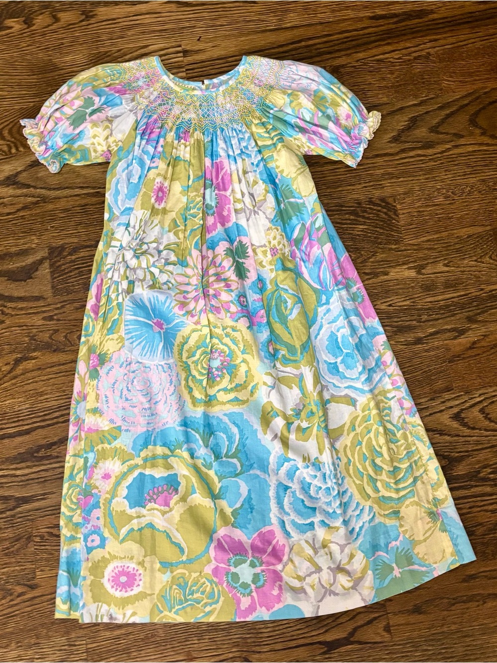 Le' Za Me Hand Smocked Floral Sundress Girls 100% Cotton Size 10
